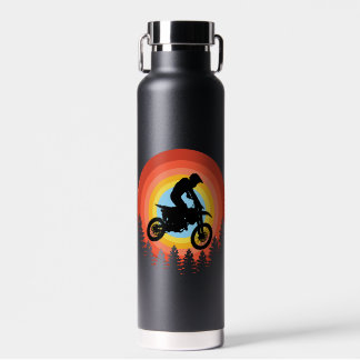 BOUTEILLE D'EAU CAVALIER MOTOCROSS COUCHER DE SOLEIL VINTAGE