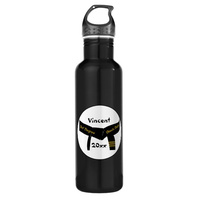 Bouteille D'eau Ceinture noire de troisième degré d'arts martiaux (Devant)