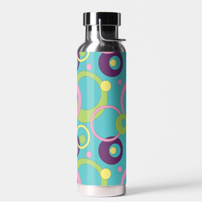 Bouteille D'eau Cercles bleus funky (Gauche)