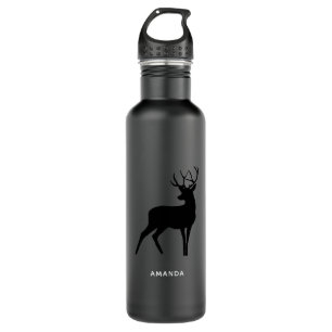Bouteille D'eau Cerf avec Antlers Black Silhouette