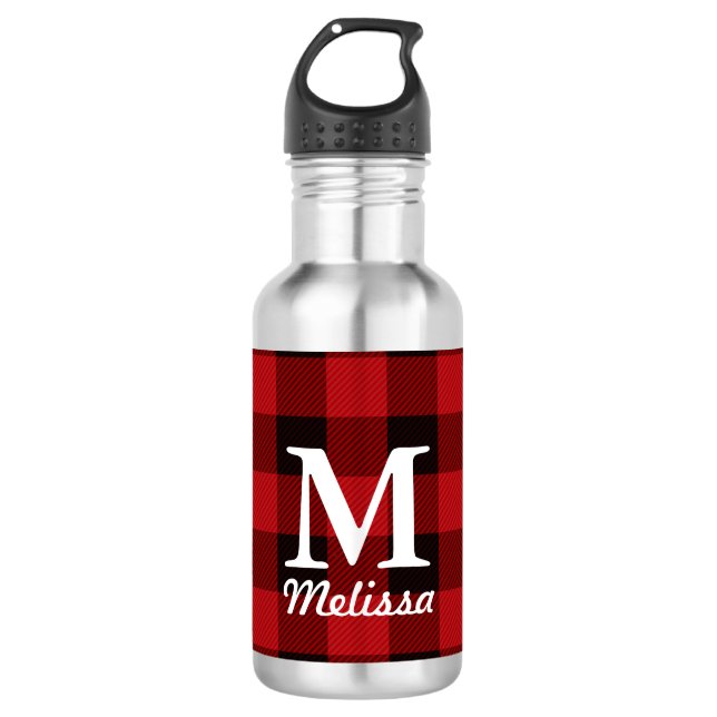 Bouteille D'eau chalet Noël Plaid de bison rouge bison (Devant)