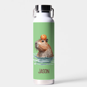 Bouteille D'eau Charming mignonne Capybara avec Orange et nom des