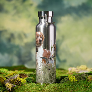 Bouteille D'eau Chasse avec un chien breton, Art