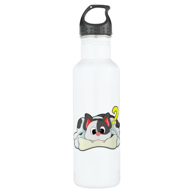 Bouteille D'eau Chat avec os (Devant)