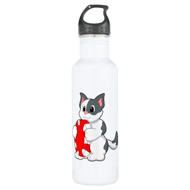 Bouteille D'eau Chat avec puce Poker (Devant)