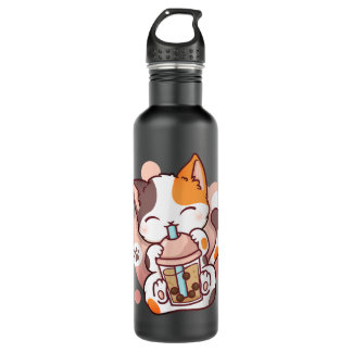 Bouteille D'eau Chat Boba Tea Buble Tea Anime Kawaii Neko