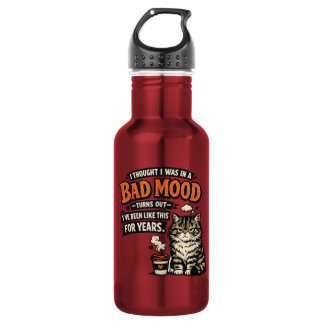 Bouteille D'eau Chat Grincheux Café Humeur – Design de Citation Dr