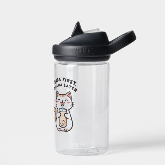 Bouteille D'eau Chat mignon Kawaii buvant du thé à bulles