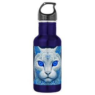 Bouteille D'eau Chat Mystique Blanc Art Ethéré par IA