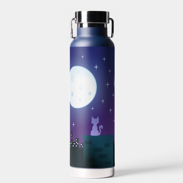 Bouteille D'eau Chat Sous Le Feu Lune (Avant)