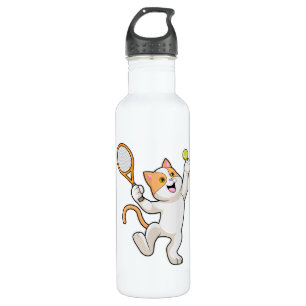 Bouteille D'eau Chat Tennis avec raquette de tennis