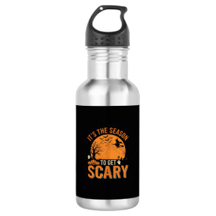 Bouteille D'eau Château Hanté Effrayant Halloween Vecteur