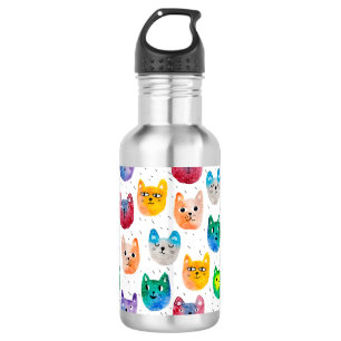 Bouteille D'eau Chats aquarelles et amis
