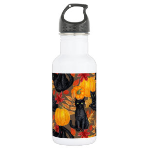 Bouteille D'eau Chats noirs et citrouilles 2