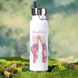 Bouteille D'eau Chaussures de ballet roses dessinées à la main
