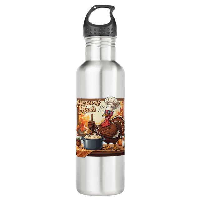 Bouteille D'eau Chef rétro Turquie Thanksgiving classique T-shirt (Devant)
