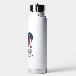 Bouteille D'eau Chemise Vintage Vector Cœur de Pétard Patriotique