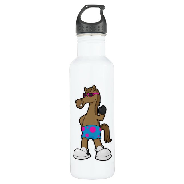 Bouteille D'eau Cheval avec lunettes de soleil (Devant)