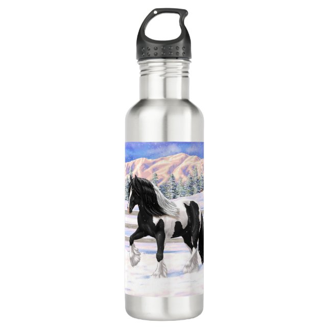 Bouteille D'eau Cheval d'attelage de la bandelette tzigane noire d (Devant)