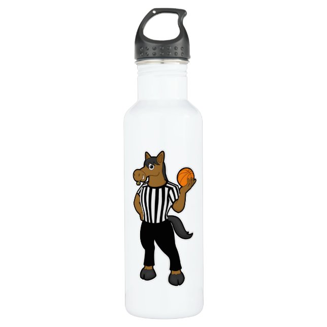 Bouteille D'eau Cheval en arbitre avec basket et sifflet (Devant)