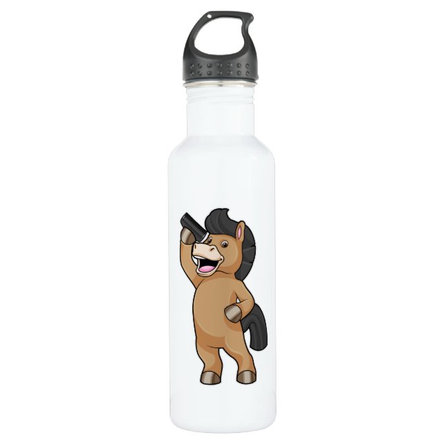 Bouteille D'eau Cheval en coiffeur avec peigne (Devant)