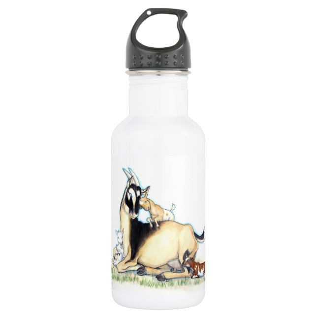 Bouteille D'eau Chèvre et enfants nains nigériens mignons (Devant)