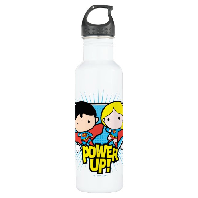 Bouteille D'eau Chibi Superman & Chibi Supergirl Power Up! (Devant)
