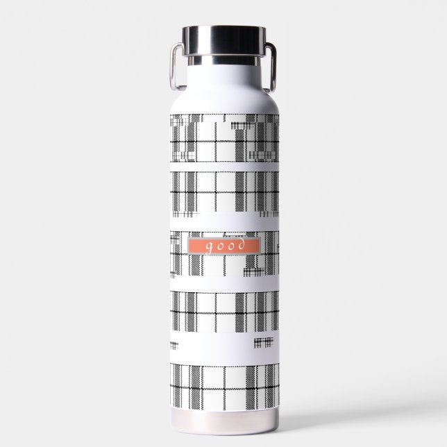Bouteille D'eau Chic moderne plaqué noir et blanc (Avant)