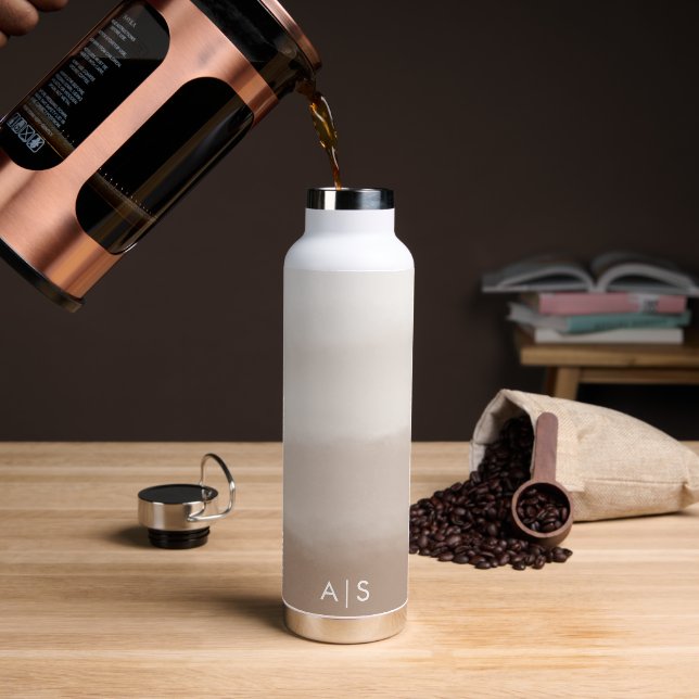 Bouteille D'eau Chic Monogramme Aquarelle Champignon Brown Ombre (Gym)