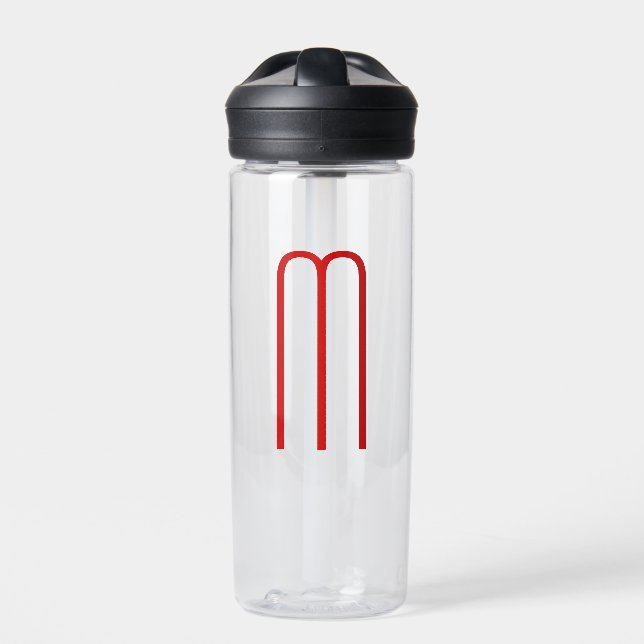Bouteille D'eau Chic Unique Monogramme Rouge Blanc Plaine Simple (Extérieur)