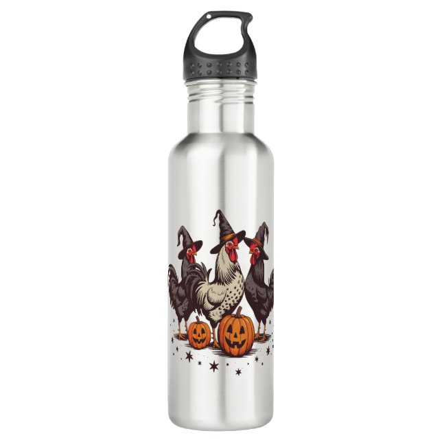 Bouteille D'eau Chicken sorcière Citrouille d'Halloween automne (Devant)