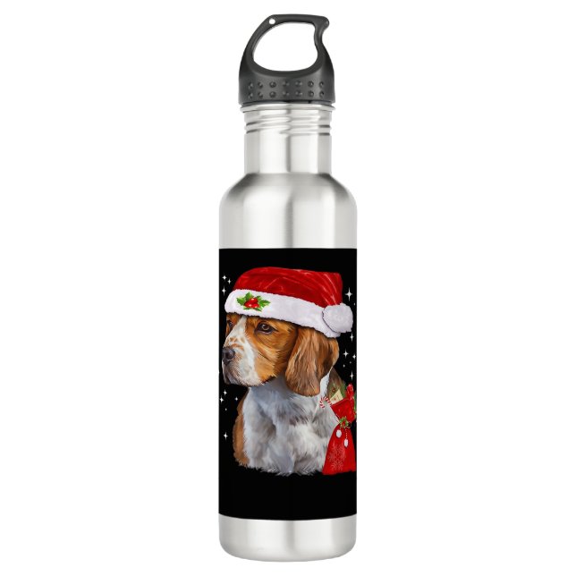 Bouteille D'eau Chien beagle Noël T Chemise Chien Famille Noël (Devant)