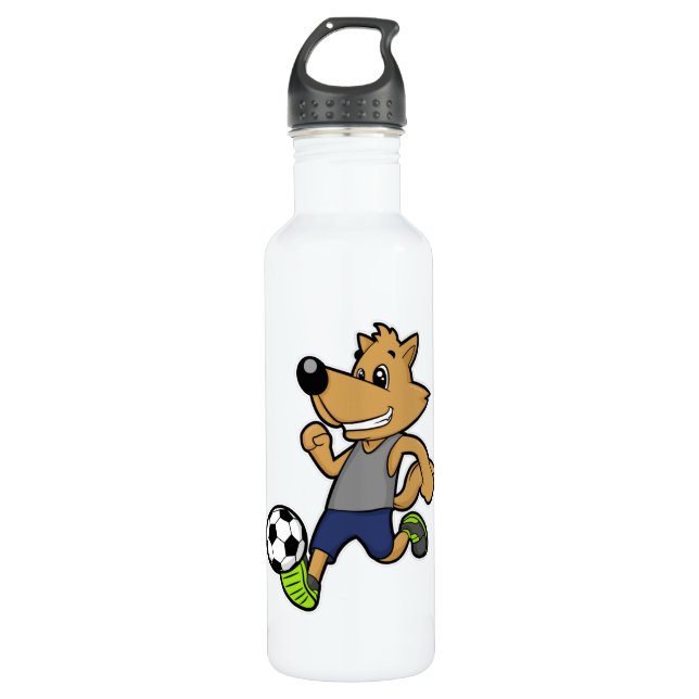 Bouteille D'eau Chien comme joueur de football à Soccer (Devant)