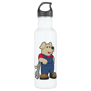 Bouteille D'eau Chien comme mécanicien avec clé