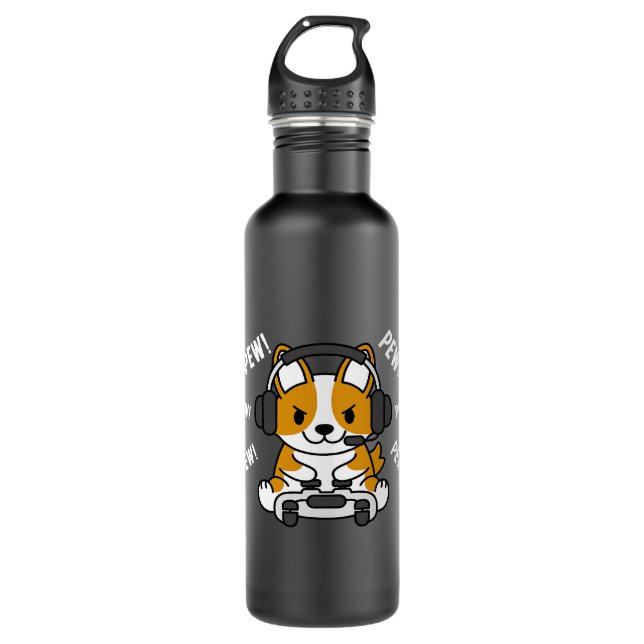 Bouteille D'eau Chien de jeu Gamer Corgi 44 (Devant)