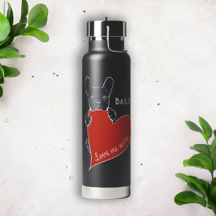 Bouteille D'eau Chien de taureau français mignon personnalisé avec
