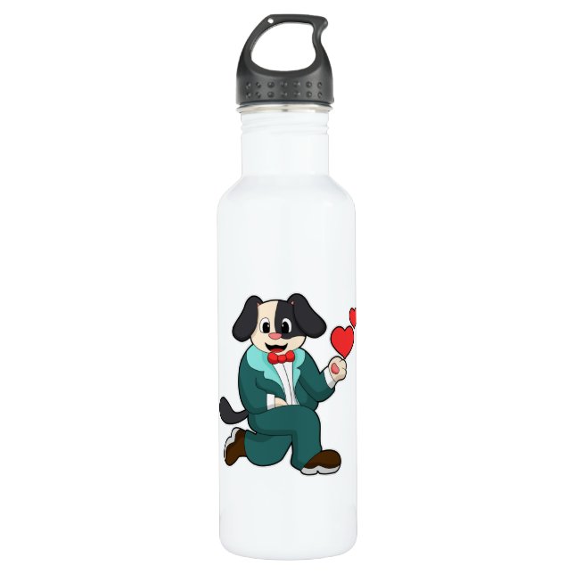 Bouteille D'eau Chien en chambre avec costume et Cravate (Devant)