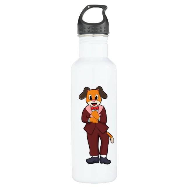 Bouteille D'eau Chien en tenue de marié avec costume (Devant)