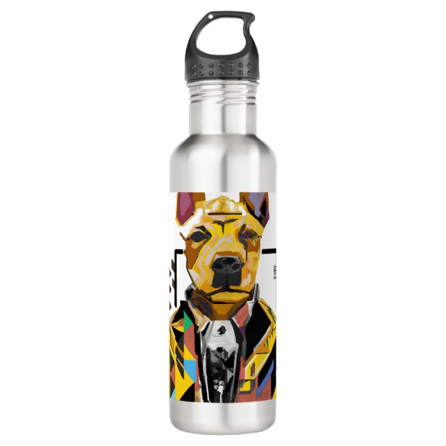 Bouteille D'eau Chien portant un costume : Art numérique (Devant)