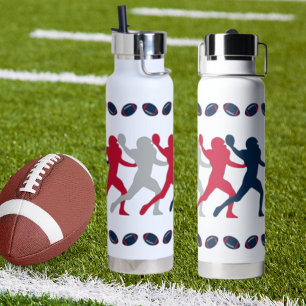 Bouteille D'eau Chiffre du joueur de football Patriot bleu, rouge