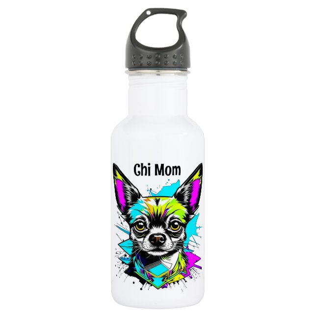 Bouteille D'eau Chihuahua style Cyberpunk Art Chi Mom (Devant)
