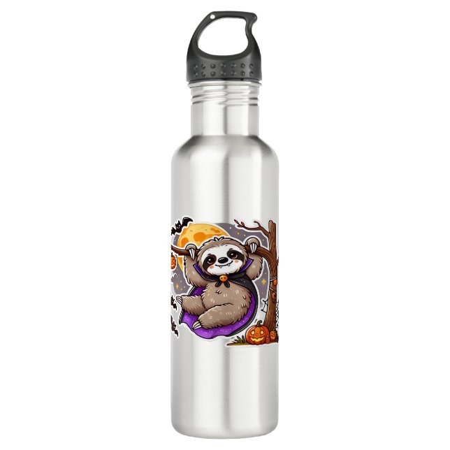 Bouteille D'eau Chill Thrills Halloween Sloth T-Shirt surdimension (Devant)