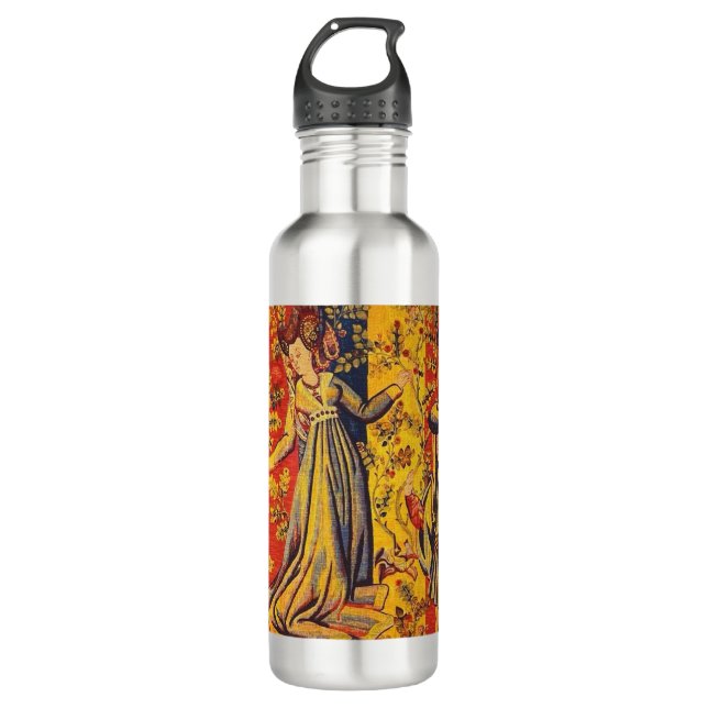 Bouteille D'eau Chinoiserie médiévale italienne rouge jaune (Devant)