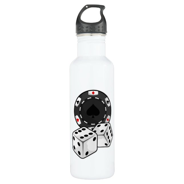 Bouteille D'eau Chip & Dice pour Poker (Devant)