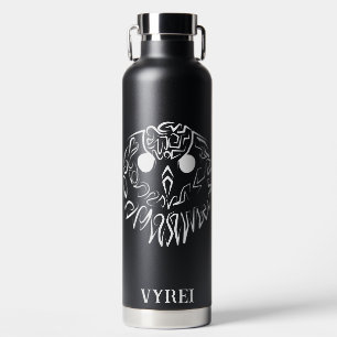 Bouteille D'eau Chouette tribale noire et blanche