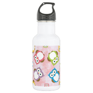 Bouteille D'eau Chouettes mignonnes, motif de hiboux, Hiboux color