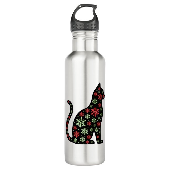 Bouteille D'eau Christmas Cat T-Shirt (Devant)