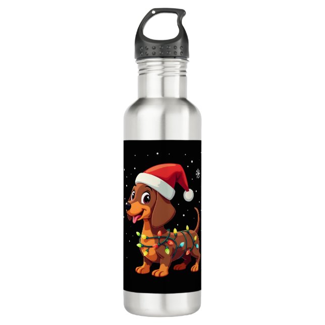 Bouteille D'eau Christmas Dog Dachshund Santa Xmas Wiener 3 (Devant)
