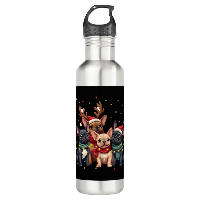 Bouteille D'eau Christmas Lights French Bulldogs Xmas Frenchie Dog (Devant)