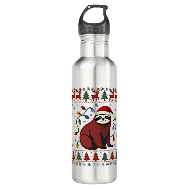 Bouteille D'eau Christmas Shirt for Sloth Lover Gift Santa Buffalo (Devant)
